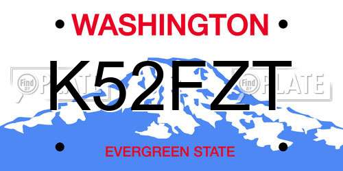 K52FZT Washington License Plate