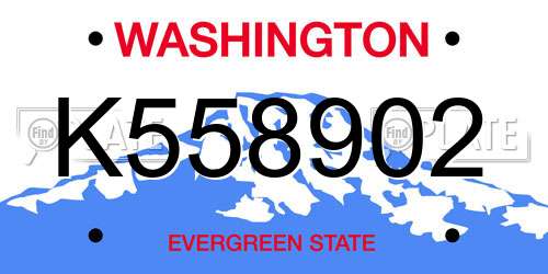K558902 Washington License Plate