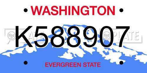 K588907 Washington License Plate