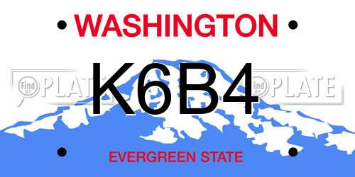 K6B4 Washington License Plate