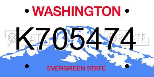 K705474 Washington License Plate
