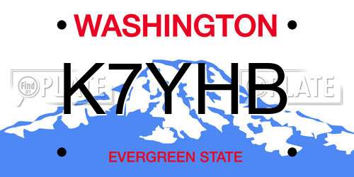 K7YHB Washington License Plate