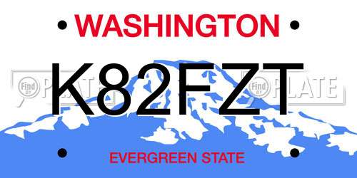 K82FZT Washington License Plate