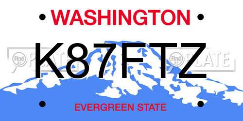 K87FTZ Washington License Plate