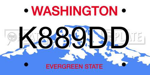 K889DD Washington License Plate