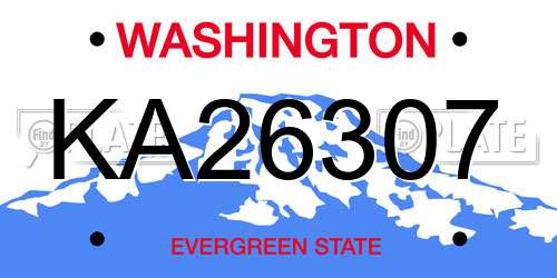 KA26307 Washington License Plate