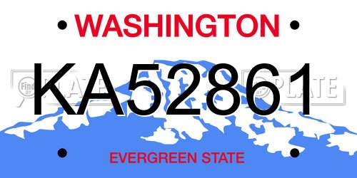 KA52861 Washington License Plate