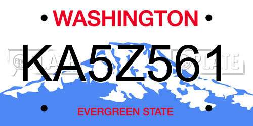 KA5Z561 Washington License Plate