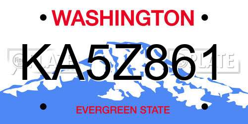 KA5Z861 Washington License Plate