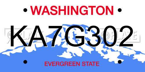 KA7G302 Washington License Plate