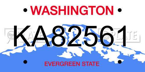 KA82561 Washington License Plate