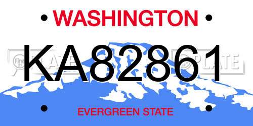 KA82861 Washington License Plate
