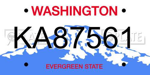 KA87561 Washington License Plate