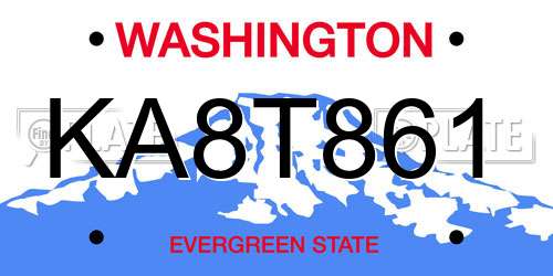KA8T861 Washington License Plate