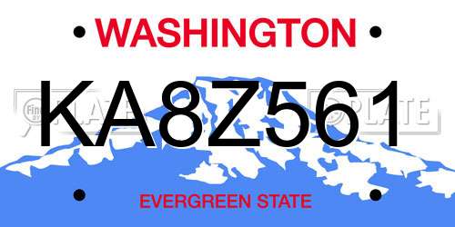 KA8Z561 Washington License Plate