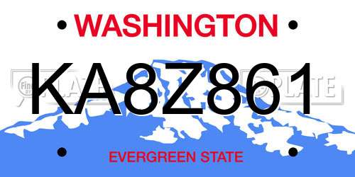 KA8Z861 Washington License Plate