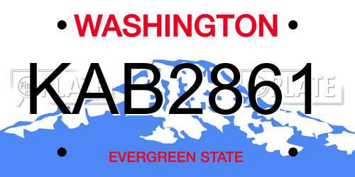 KAB2861 Washington License Plate