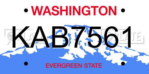 KAB7561 Washington License Plate