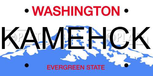 KAMEHCK Washington License Plate