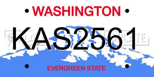 KAS2561 Washington License Plate