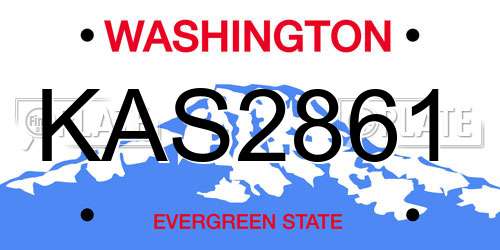 KAS2861 Washington License Plate