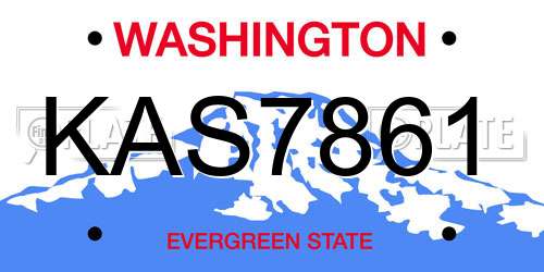 KAS7861 Washington License Plate