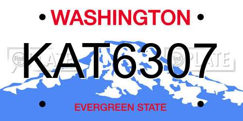 KAT6307 Washington License Plate