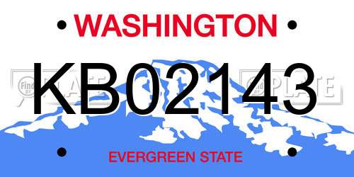 KB02143 Washington License Plate