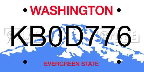 KB0D776 Washington License Plate