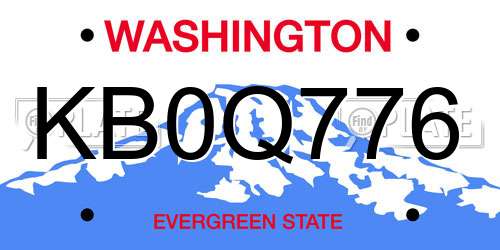 KB0Q776 Washington License Plate