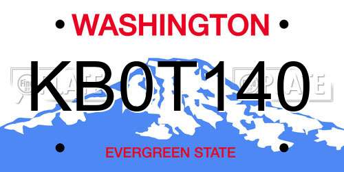 KB0T140 Washington License Plate