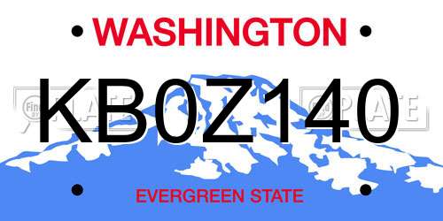 KB0Z140 Washington License Plate
