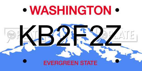 KB2F2Z Washington License Plate