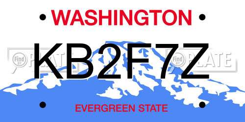KB2F7Z Washington License Plate