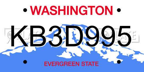 KB3D995 Washington License Plate