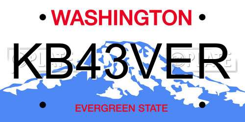 KB43VER Washington License Plate