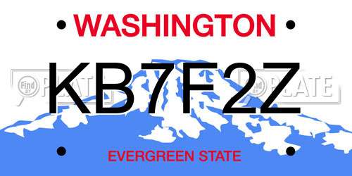 KB7F2Z Washington License Plate