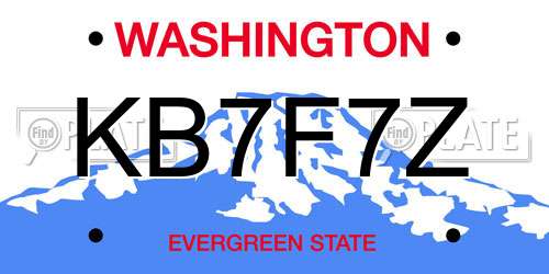KB7F7Z Washington License Plate