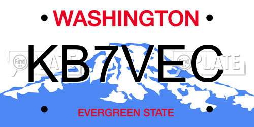 KB7VEC Washington License Plate