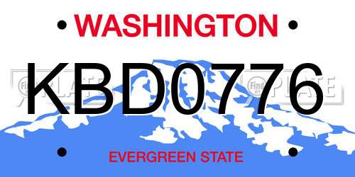 KBD0776 Washington License Plate