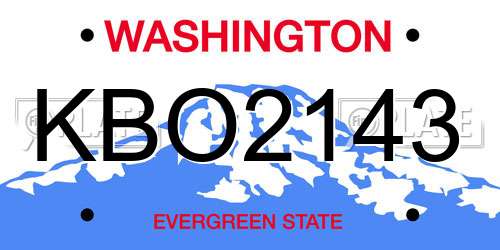 KBO2143 Washington License Plate