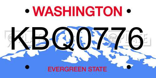 KBQ0776 Washington License Plate