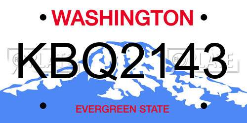 KBQ2143 Washington License Plate