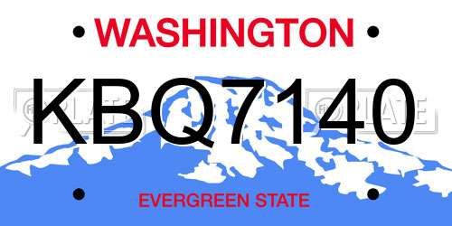KBQ7140 Washington License Plate