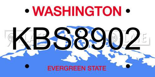 KBS8902 Washington License Plate