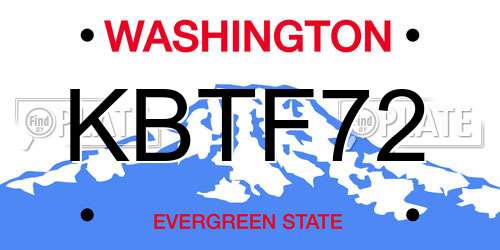 KBTF72 Washington License Plate
