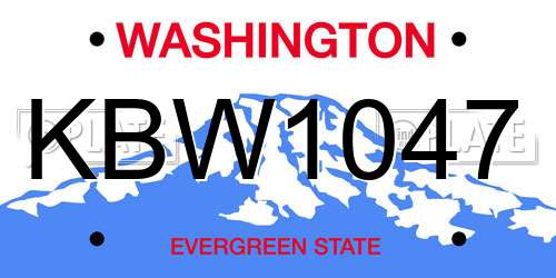 KBW1047 Washington License Plate