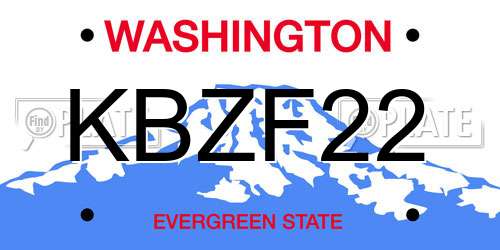 KBZF22 Washington License Plate