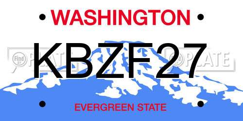 KBZF27 Washington License Plate