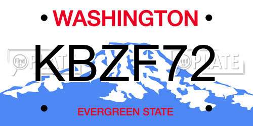 KBZF72 Washington License Plate